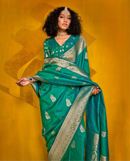 Peacock Green Banarasi Soft Silk