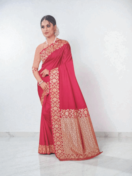 Rani Pink Soft Silk Saree