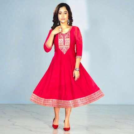 Watermelon Pink Fancy Kurti