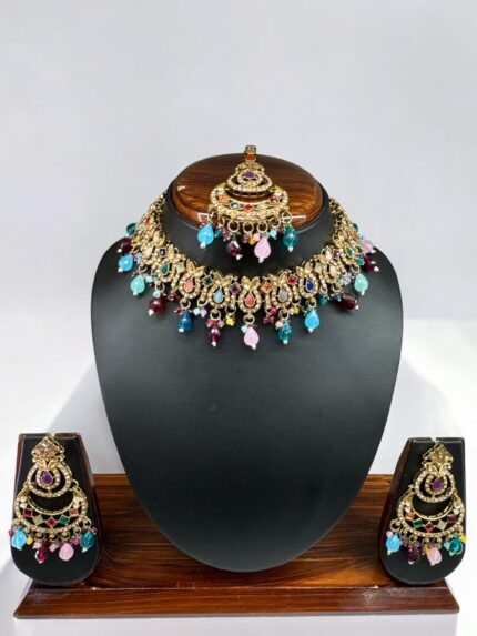 Multi Color Stone Necklace Set