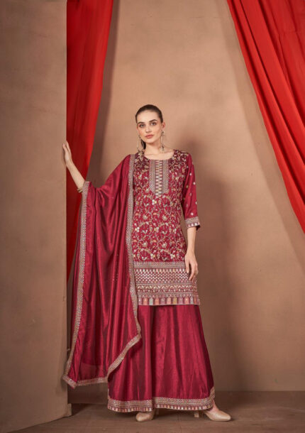 Maroon Short top Plazzo