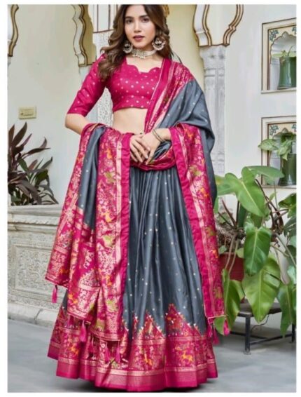 Gray & Pink chaniya choli