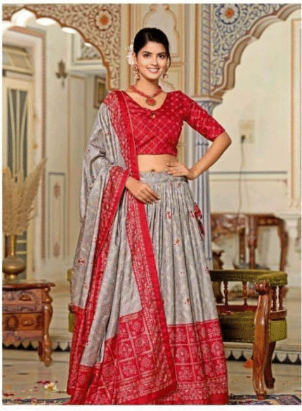 Gray & Red chaniya choli