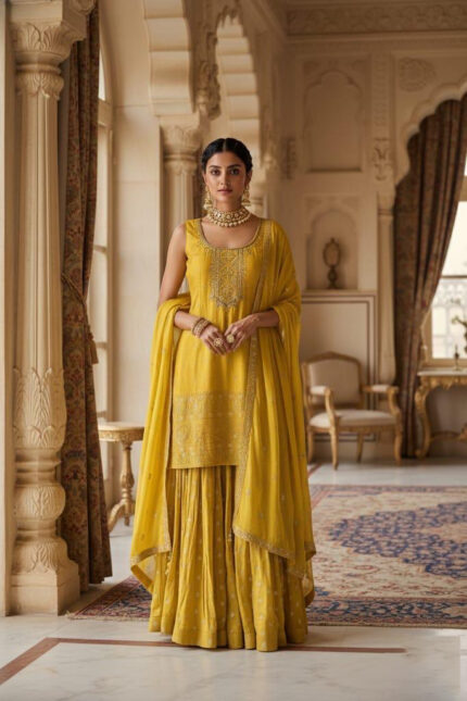 Yellow Short Plazo Suit