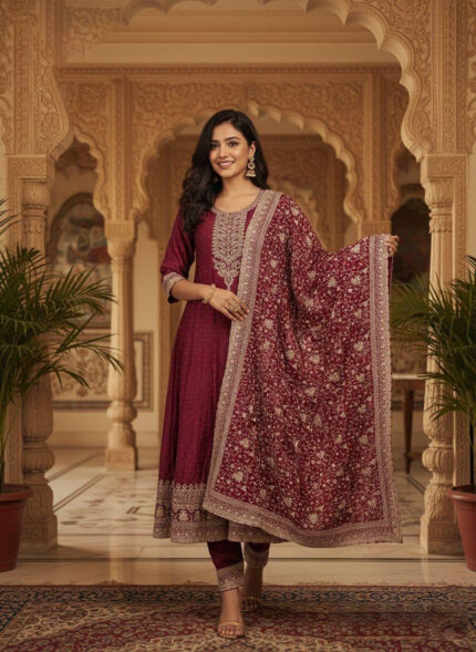 Wine Fancy Churidar